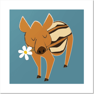 Little boar with a flower #1 Posters and Art